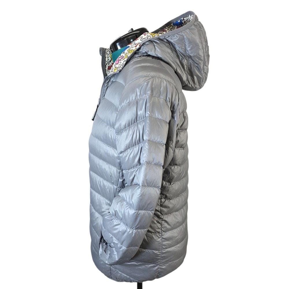 Uniqlo MoMA Keith Haring Silver Puffer Jacket Down Hooded 2014 Special Edition 8 - Picture 5 of 13